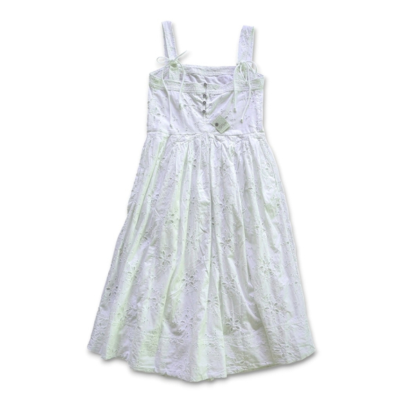 Free People Primavera Eyelet Tie Midi Dress White Cottagecore Boho Sz S NWT - Picture 6 of 16